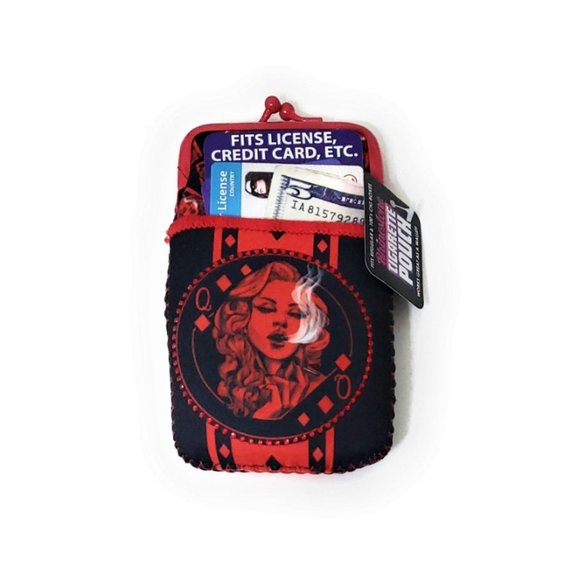 Rhinestone Design Neoprene Cigarette Pouch with Snap Clasp Closure - Picture 2 of 3